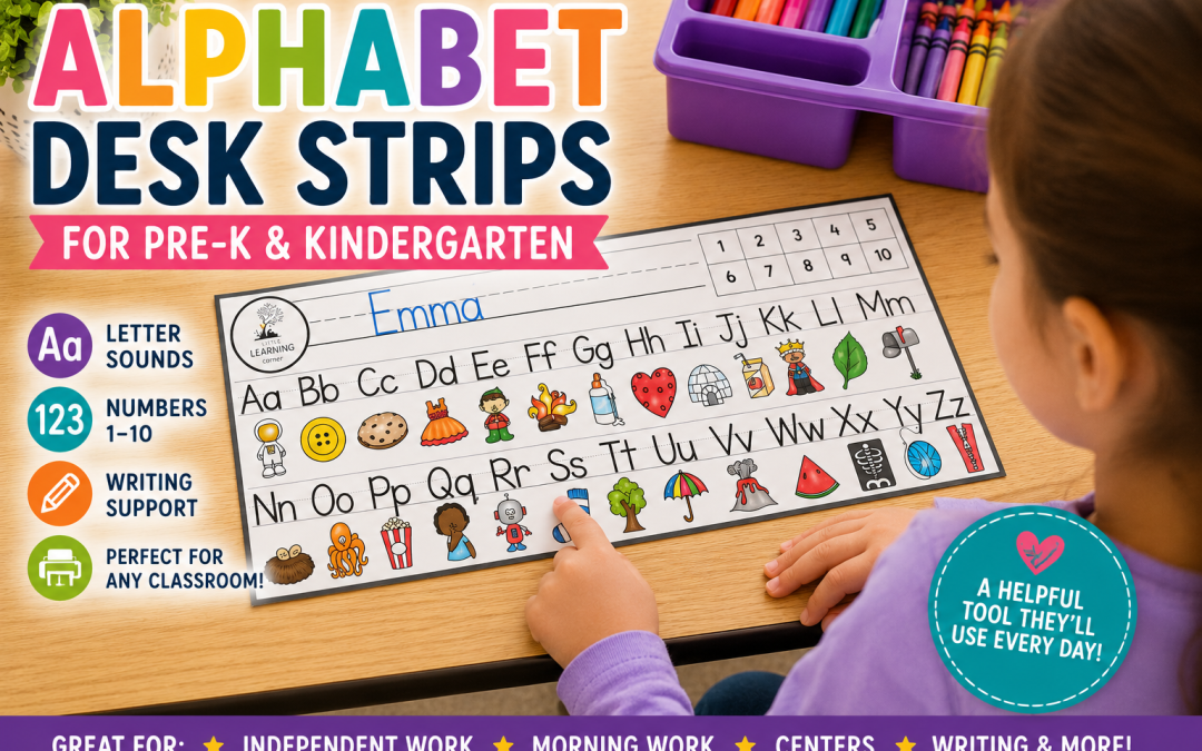 Printable Alphabet Strip for Desk and Tables