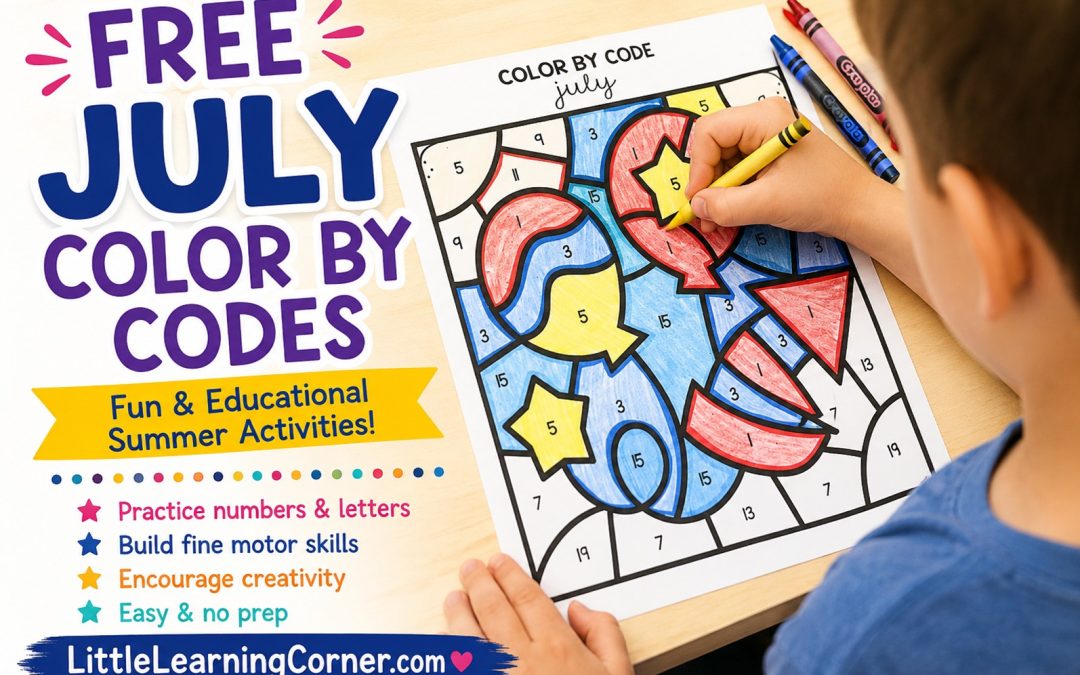 Free July Color by Codes | 4th of July Coloring Pages