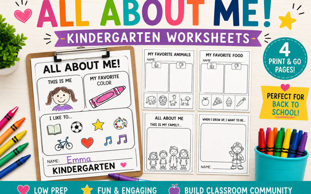 All About Me Worksheet & Activities | Preschool, Kindergarten, 1st Grade
