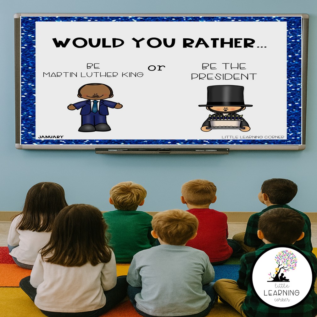 ❄️ Make January mornings more fun with these Would You Rather Questions for Kids! Perfect for K–2 teachers and homeschoolers, this winter-themed activity set includes printable cards and digital slides that are great for morning meetings, brain breaks, and classroom discussions. Build oral language skills and classroom community while having fun! ⛄ Grab the January set or try a free sample from October. #WouldYouRather #JanuaryActivities #WinterBrainBreaks #MorningMeeting #KindergartenFun #FirstGradeActivities #LittleLearningCorner