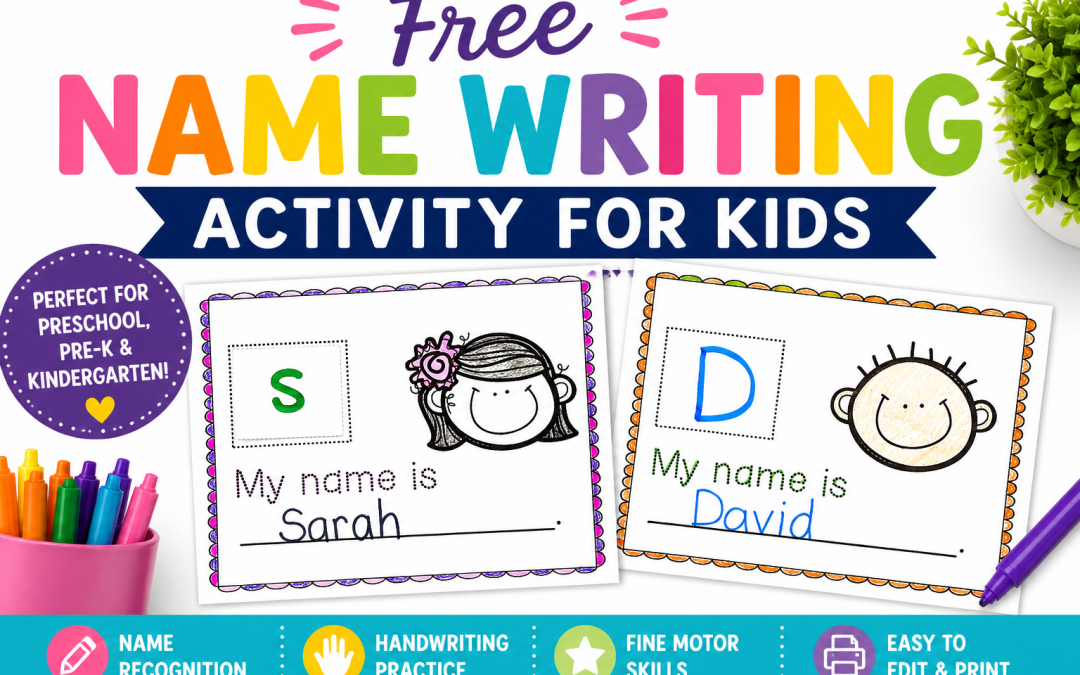 Free Name Writing Activity for Back to School