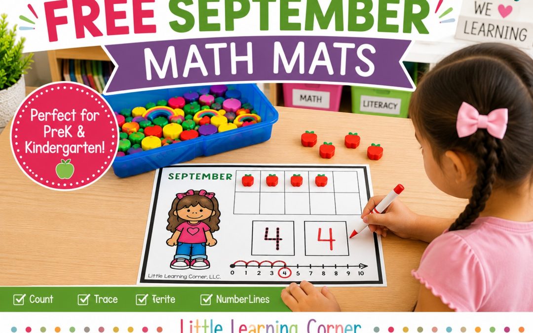 Free September Math Mats for Preschool + Kindergarten
