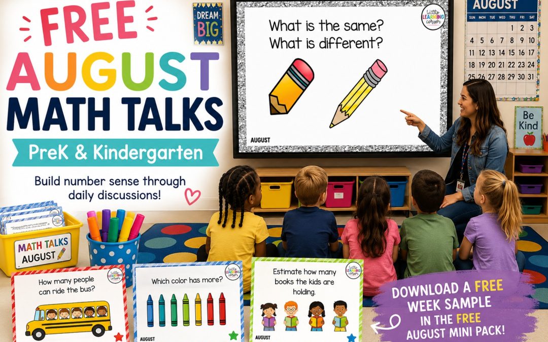 Free August Math Talks for Kindergarten